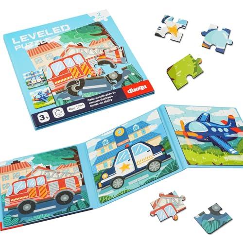 Aolso Puzzle Magnetici Giochi per Bambini 3-7 Anni, Giocattolo Montessori, Puzzle Animali Magnetico Gioco,Giochi da Viaggio per Bambini 2 Anni-Auto