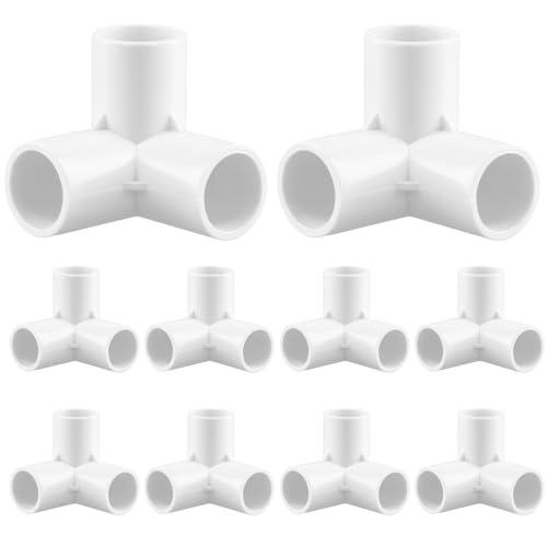 QWORK® Raccordi per Tubi a 3 Vie in PVC, 20mm, Bianco, Set da 10