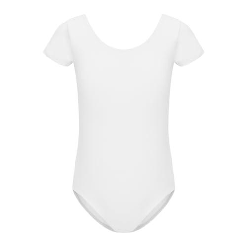 HIPPOSEUS Body da Danza Classica per Ragazze - Manica Corta, Bianco, 4-5 Anni