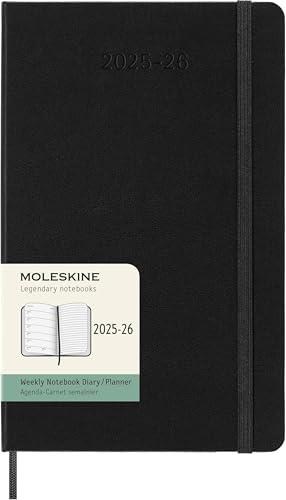 Moleskine Agenda Settimanale 2025-2026, 18 Mesi, Large, Nera