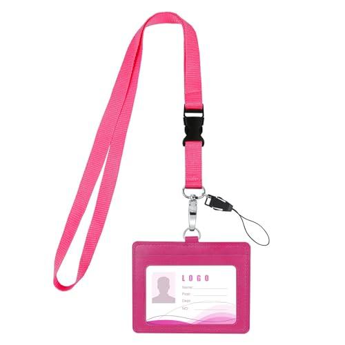 Vicloon Porta Badge in Pelle PU Rosa