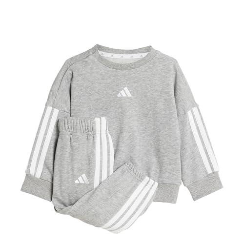 adidas Essentials Jogger Set - Tuta per Bambini, Grigio Melange/Bianco