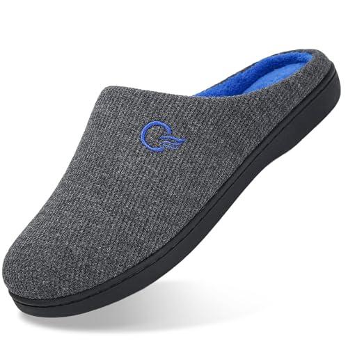 Pantofole invernali da uomo, calde, extra larghe, da viaggio, con punta aperta, in memory foam, calde e soffici, per interni ed esterni, con suola antiscivolo, Grigio 1, 42-43