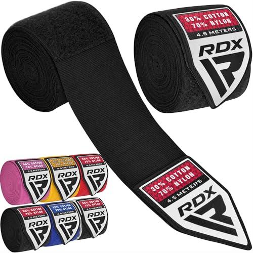 RDX Fasce Boxe Guanti Interni, 4,5 Metri 180 Pollici Elastiche Bendaggi, Polso Mani Protezione Sottoguanti, Pugilato Bende per Arti Marziali Muay Thai MMA Kickboxing Punzonatura Allenamento Hand Wraps