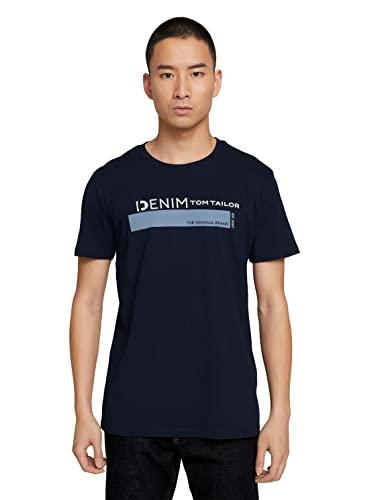TOM TAILOR Denim Maglietta con Logo Stampato Blu Uomo