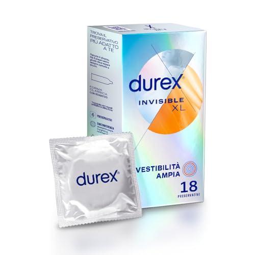 Durex Invisible XL, Preservativi Ultra Sottili e Extra-Large, 18 Profilattici
