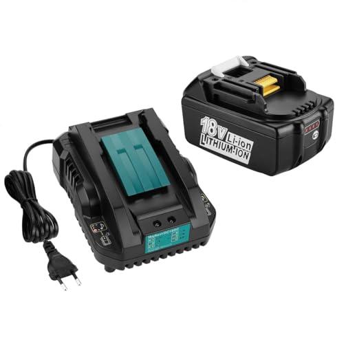 Energup Batteria 18V 5.0Ah per Makita BL1850 con Caricabatterie DC18RC