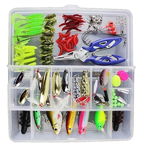 Vicloon Esche da Pesca, 120 Pezzi Esche Artificiali Miste con Accessori
