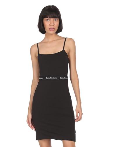 Calvin Klein Abito Donna Logo Elastic Strappy Spalline Strette Nero