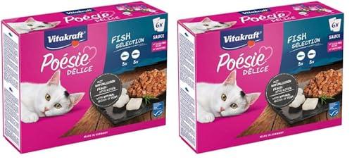 Vitakraft Poésie Délice Fish Selection in Salsa per Gatti Adulti - Multipack Convenienza