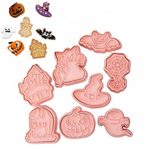 Yunguui Set di 8 Formine per Biscotti Halloween in Plastica 3D