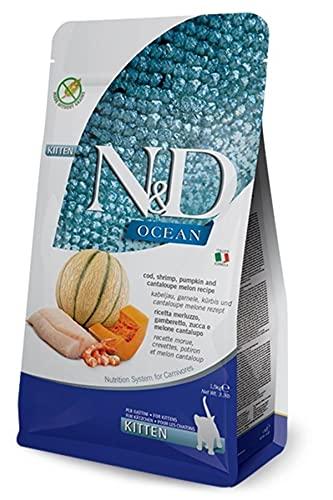 N&D Ocean Cat Kitten Merluzzo, Gamberetti, Zucca e Melone Cantalupo 1,5 Kg