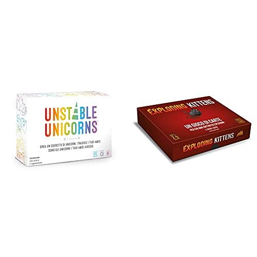 Asmodee Unstable Unicorns Gioco Da Tavolo Edizione In Italiano (8567 Italia) & Exploding Kittens, Gioco Di Carte, Edizione In Italiano, 8540