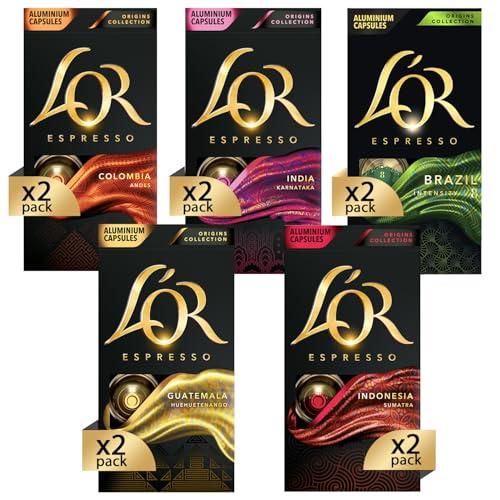 L'OR - Capsule Caffè Espresso Confezione Mista - Variety Pack Grand Origins - 100 Capsule Alluminio Nespresso®*