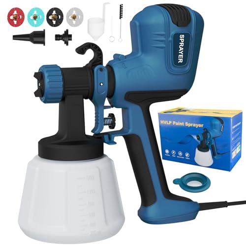 Pistola per Verniciare, 700W HVLP Pistola a Spruzzo per Verniciare con Giunti per Pulizia e Soffiaggio, 4 Ugelli e 3 Pattern, Aerografo Professionale Facile da Usare, per Mobili, Recinzioni, ecc.