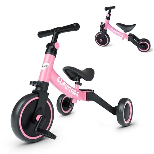 Besrey Triciclo 5 in 1: La Prima Bicicletta Perfetta per Crescere con il Tuo Bambino (Rosa)