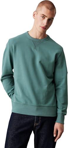 Calvin Klein Felpa Uomo Badge Crew Neck Turchese