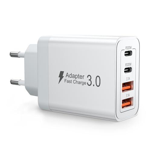 Caricatore USB C 40W con 4 Porte, Ricarica Rapida PD3.0 per Dispositivi Multipli