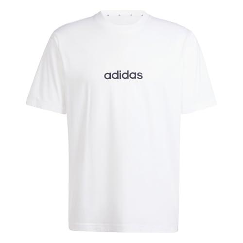 Adidas Essentials Linear Single Jersey Tee - Maglietta Uomo Bianco/Nero