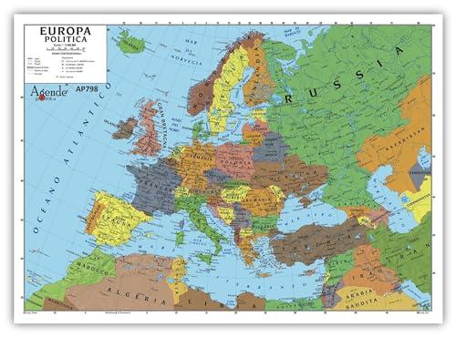 Agendepoint.it - Cartina Europa Fisica Politica A3 30x42 Plastificata Lucida Per Uso Scolastico