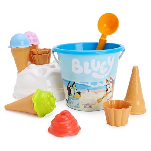 Toyland® Bluey & Bingo Set Secchiello e Paletta da 14 Pezzi con Coni Gelato - Gioco con Sabbia e Acqua - Giocattoli da Spiaggia - età 2 Anni +