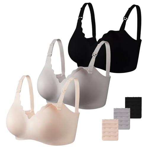 Dresime Reggiseni Allattamento, 3 Pezzi Reggiseno per maternità Senza Fili Ultra Comfort Reggiseni di Gravidanza per Le Donne