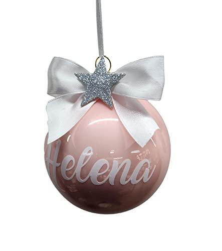 Palla di Natale Personalizzata in Vetro Rosa - 10 cm