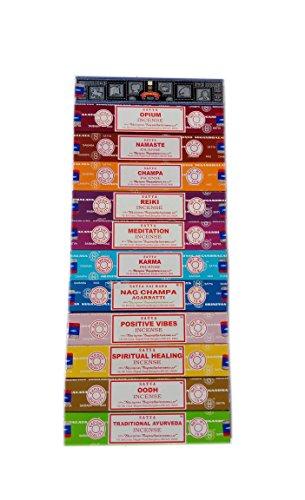 Satya Set Incenso 12x15g - Nag Champa, Super Hit, Oodh e Altri Aromi