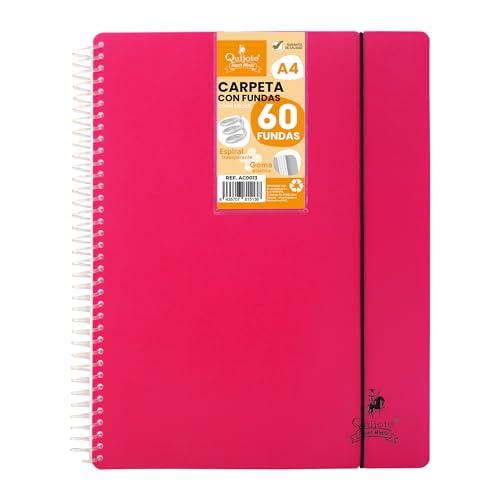 Cartella a Spirale Flessibile Starplast - Organizzatore con 60 Copertine Trasparenti, A4, Coperchio in Plastica Resistente, Rosa