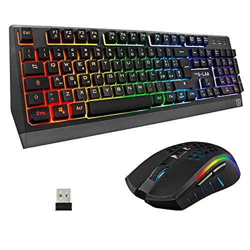 G-Lab Combo Tungsten - Tastiera e Mouse da Gaming Wireless Retroilluminati