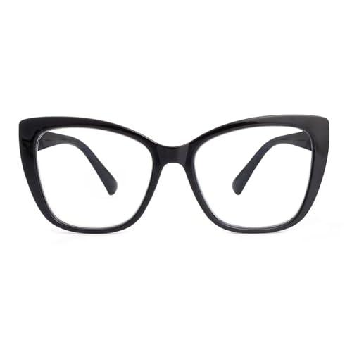 SKYWAY Occhiali anti luce blu Donna, Occhiali da Computer Oversize alla Moda con Blocco Luce Blu, Montatura Quadrata a Occhio di Gatto Nera