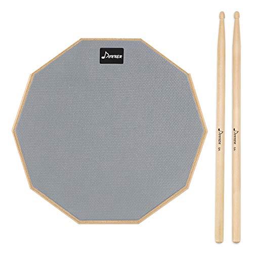 Donner Practice Pad Drum - Pad per Batteria con Bacchette, 8 Pollici, Grigio