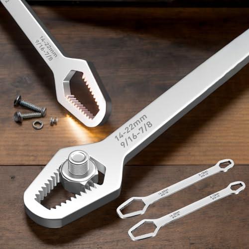 Set di 2 chiavi regolabili multifunzionali per riparazione automatica e fai da te - Chiave autoregolante con design a doppia estremità