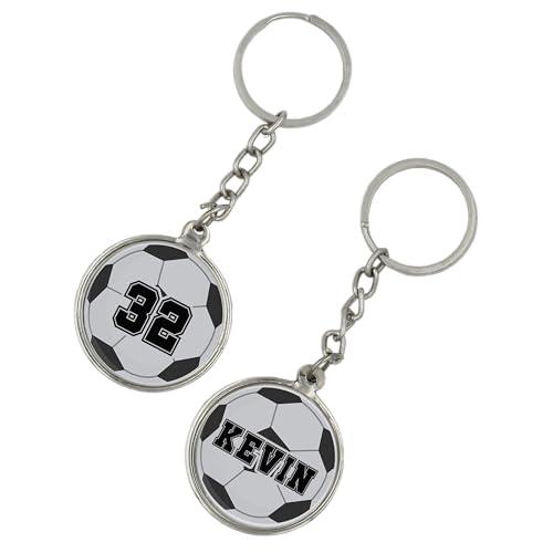 Set 1/2/5/10/20 Portachiavi Personalizzati Sportivi – Calcio, Basket, Pallavolo, Tennis, Rugby, Baseball, Hockey – Gadget Squadre e Gruppi – Nome e numero Incluso