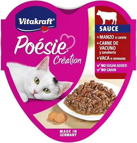 VITAKRAFT Poésie Création, Alimento Umido per Gatti Adulti con Manzo e Carota in Salsa