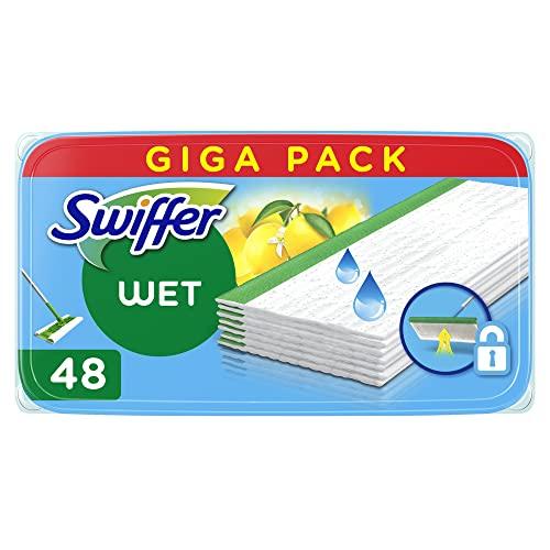 Swiffer Wet Lavapavimenti, 48 Panni Umidi, Limone, Maxi Formato