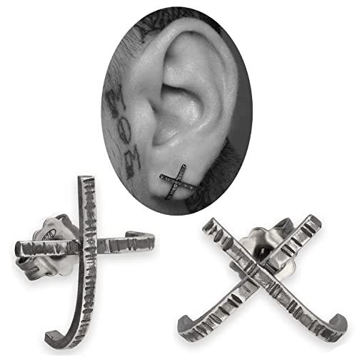 Orecchini a bottone in argento sterling per uomo - Stile gotico e moderno