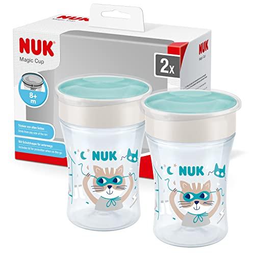 NUK Magic Cup Bicchiere Antigoccia 360° Gatto Blu 2 Pezzi