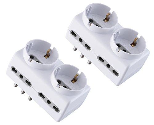 Electraline 92299 - Set di 2 Adattatori Multipresa 6 Posti