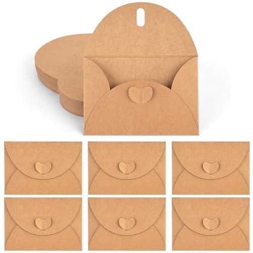 HAKACC - 100 buste in carta kraft, con chiusura a cuore, per Natale, San Valentino