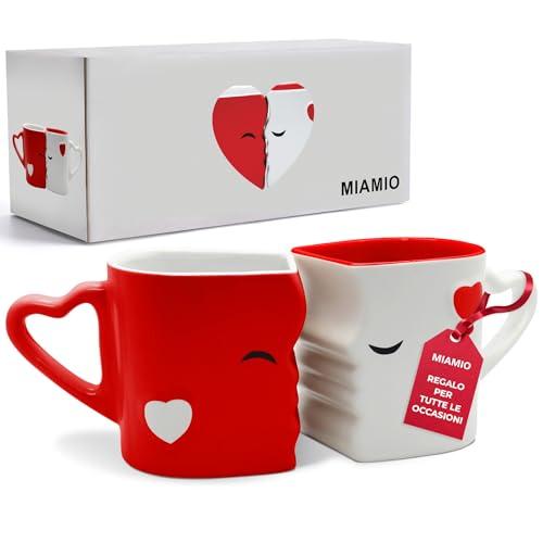 MIAMIO - Set di Tazze da Caffè in Ceramica Baci (Rosso)