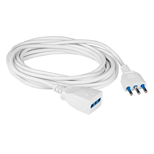 Poly Pool PP0385S Prolunga 5 m, Spina 16 A e Presa Bivalente, Bianco