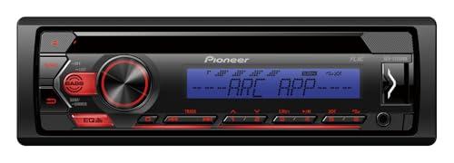 Pioneer Deh-S120Ubb, Autoradio 1DIN RDS con Illuminazione dei Pulsanti Rossi, Display Blu, Supporto Android, Equalizzatore a 5 Bande, CD, MP3, USB, Ingresso AUX, App Arc