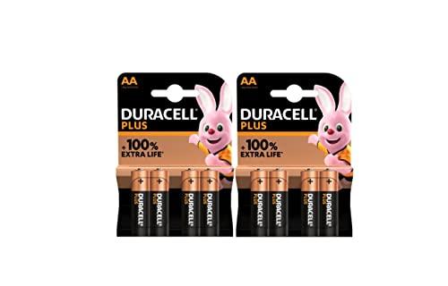 Duracell Plus AA Alcaline (2 Blister da 4 Batterie) 8 Pile Stilo