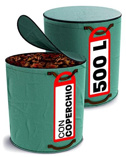 Sacco da Giardino XXL con Coperchio 500L - Robusto e Riutilizzabile