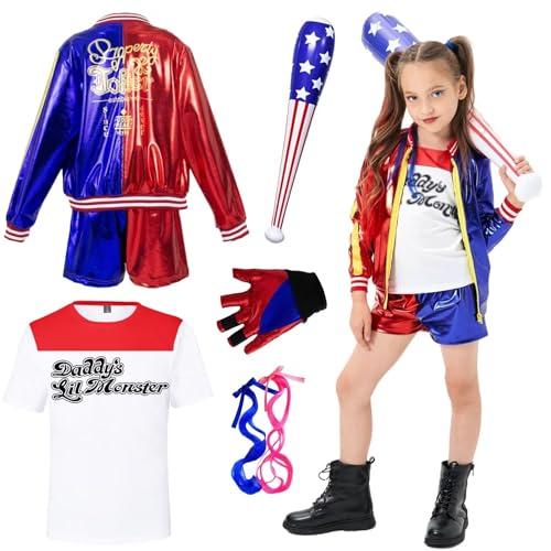 Costume Quinn Bambina Set Completo Cosplay Halloween e Carnevale