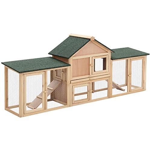 Pawhut Conigliera da Giardino con Corsa e Rampe - Comfort e Sicurezza per i Tuoi Animali