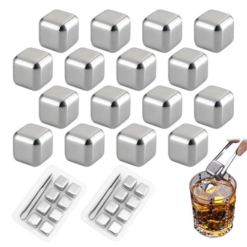 Set 16 Cubetti Ghiaccio Whisky Acciaio Inox Riutilizzabili