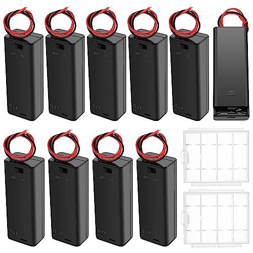 KUOQIY 10 Pezzi 2 AAA Supporto Batteria con Interruttore e Coperchio