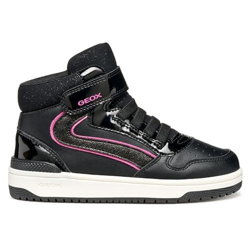 Geox J Washiba Girl, Scarpe da Ginnastica, Nero Fucsia